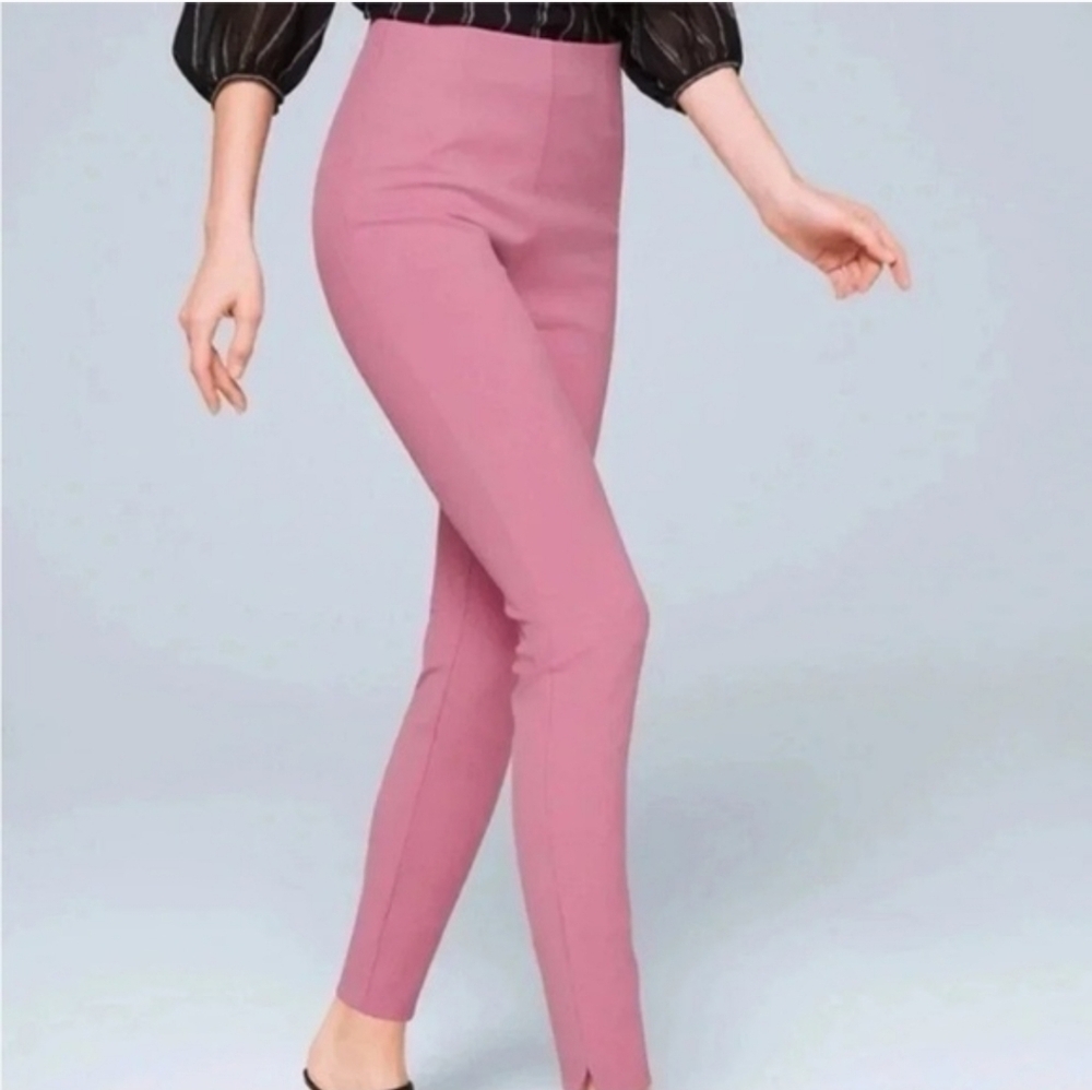 WHBM The Skinny Slim High-Waist Pink Ponte Ankle Pants